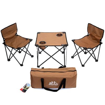 캠핑테이블세트 [쿠팡수입] 아웃도어 포레스트 캠핑 의자 2p + 테이블 1p 캠핑의자 테이블 세트, 브라운