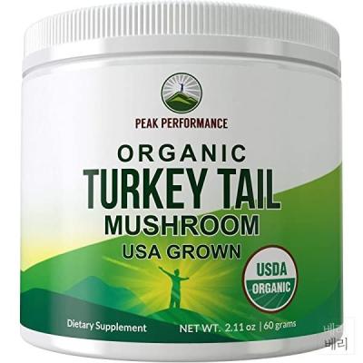 찜하기 Peak Performance Turkey Tail Mushroom Powder 피크 퍼포먼스 터키 테일 머쉬룸 파우더 60g 찜하기, 단일상품