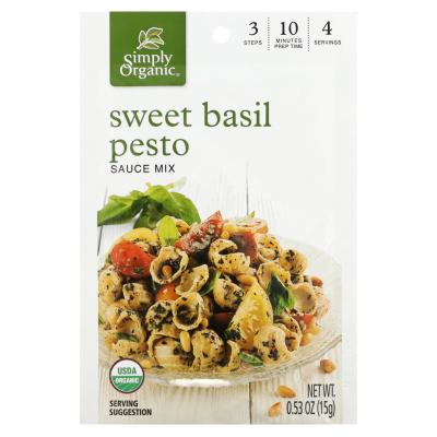 바질 Simply Organic Sweet Basil Pesto Sauce Mix 12 Packets 0.53 oz (15 g) Each, 단일상품