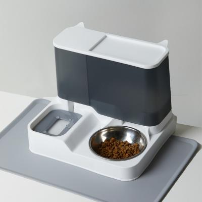 개목욕시키는법 페키움 강아지 고양이 반자동 급식기 급수기+실리콘 매트증정, 그레이, 1개